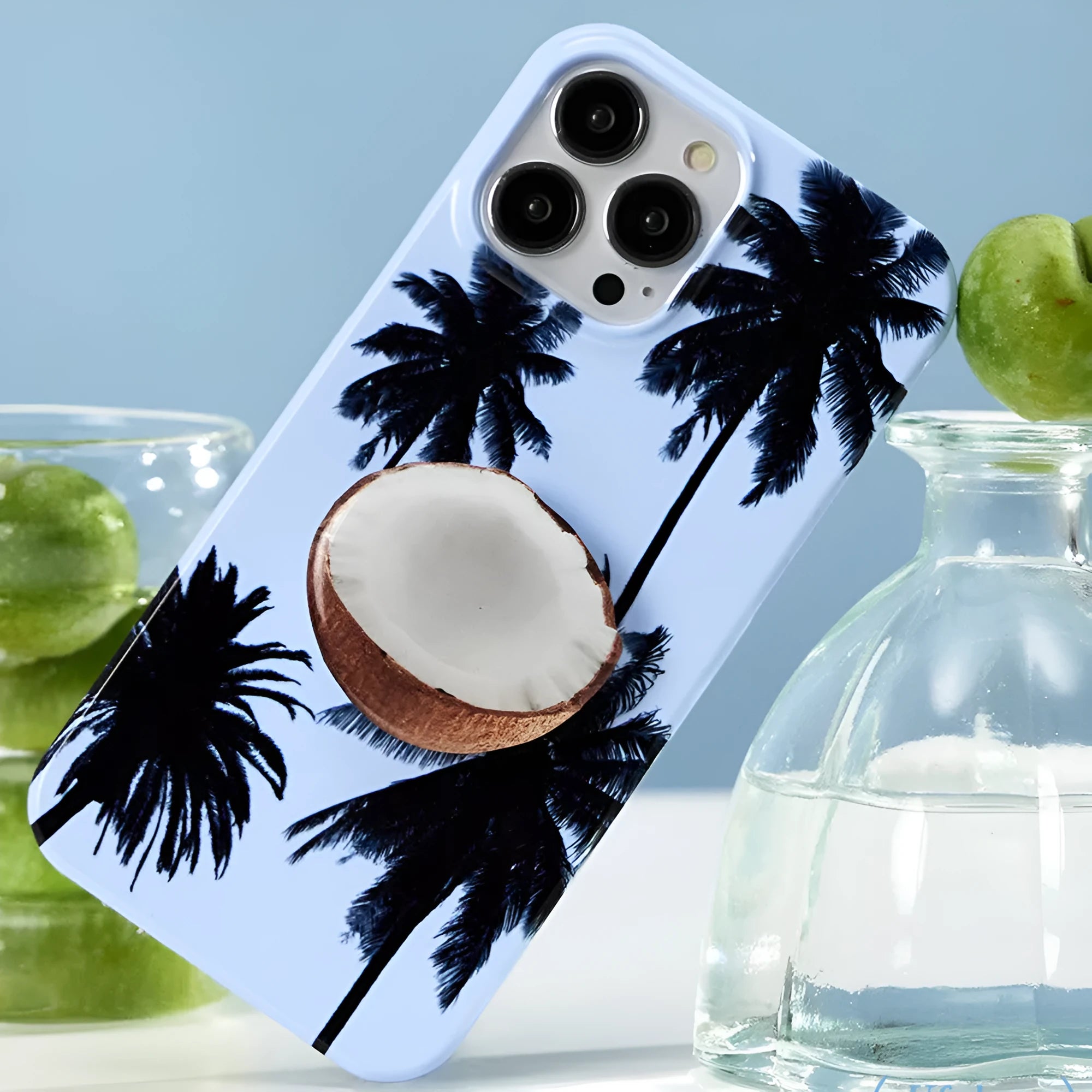 Original Summer Coconut themed TPU phone case for iPhone with optional bracket combination.