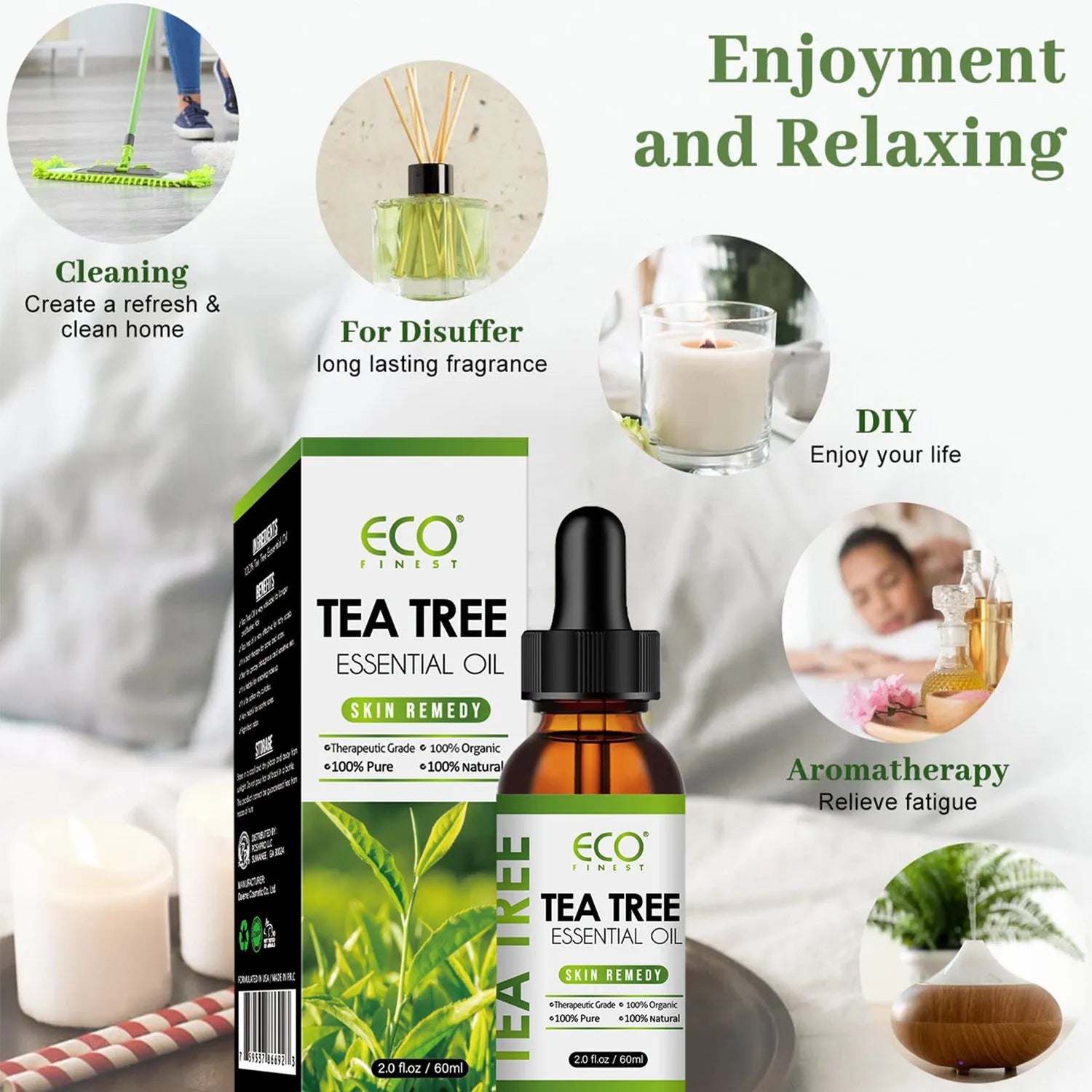 60ml bottle of Australian tea tree essential oil for skincare