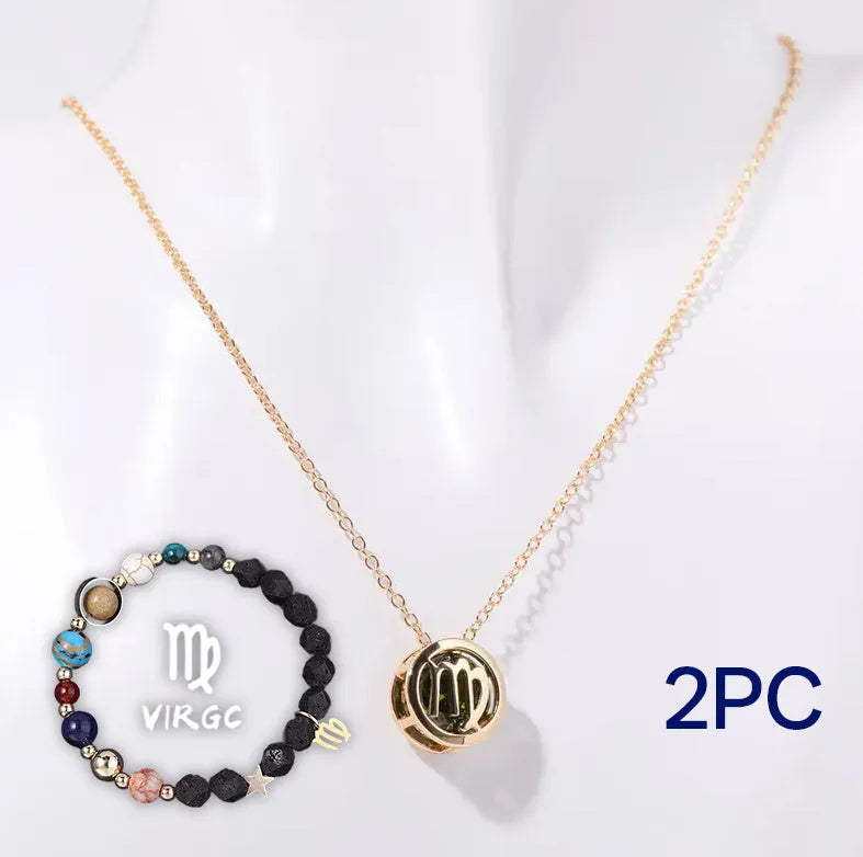 Natural stone beaded necklace set with matching bracelet in mixed colour beads