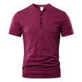 Men's solid colour slub cotton short sleeve casual T-shirt on a hanger.
