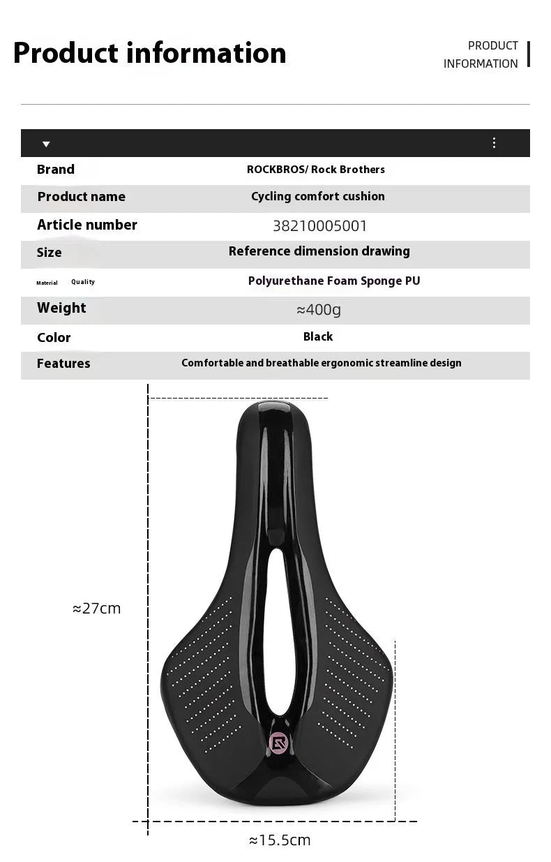 Black and pink PU foam bike seat cushion size M for mountain bike