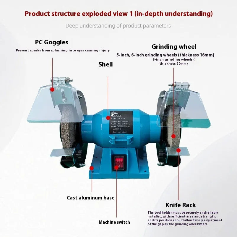 5-inch metal desktop polishing machine for knife sharpening with US electrical plug