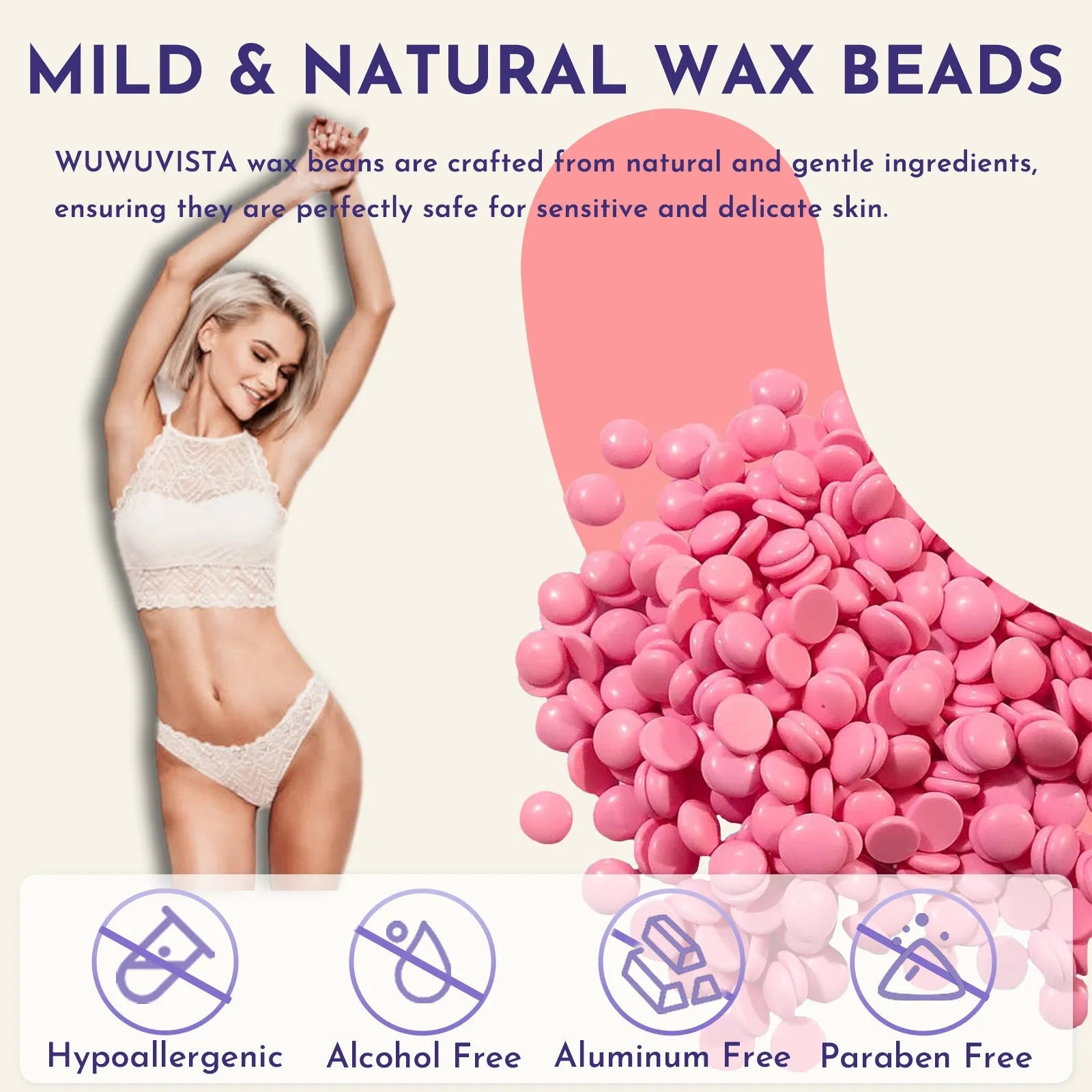 29-piece hard wax hair removal kit with black wax warmer, wax beads, sticks, and aftercare products