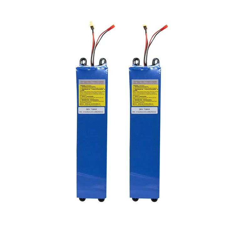 36V lithium battery pack for electric scooters with capacity options of 6.6Ah, 7.8Ah, and 10.4Ah