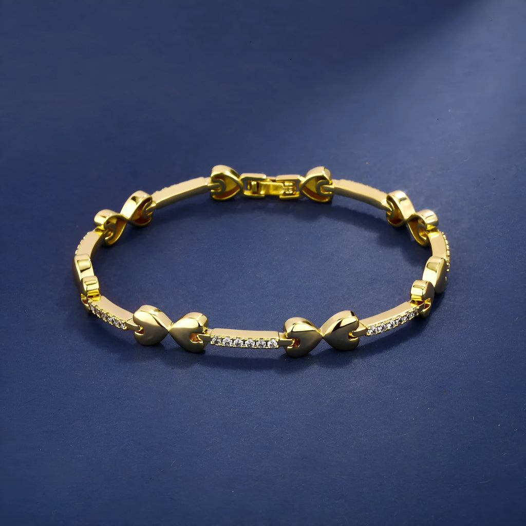European hip hop bracelet tennis chain inlaid copper with box buckle in gold finish