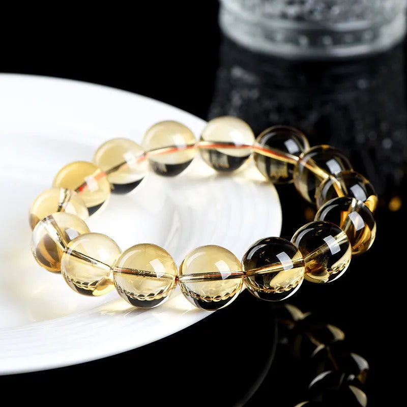 Natural citrine scattered beads ball bracelet showing 7A and 6A grade colour options
