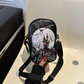 Halloween graffiti crossbody phone bag with pumpkin ghost bat prints in multiple colours