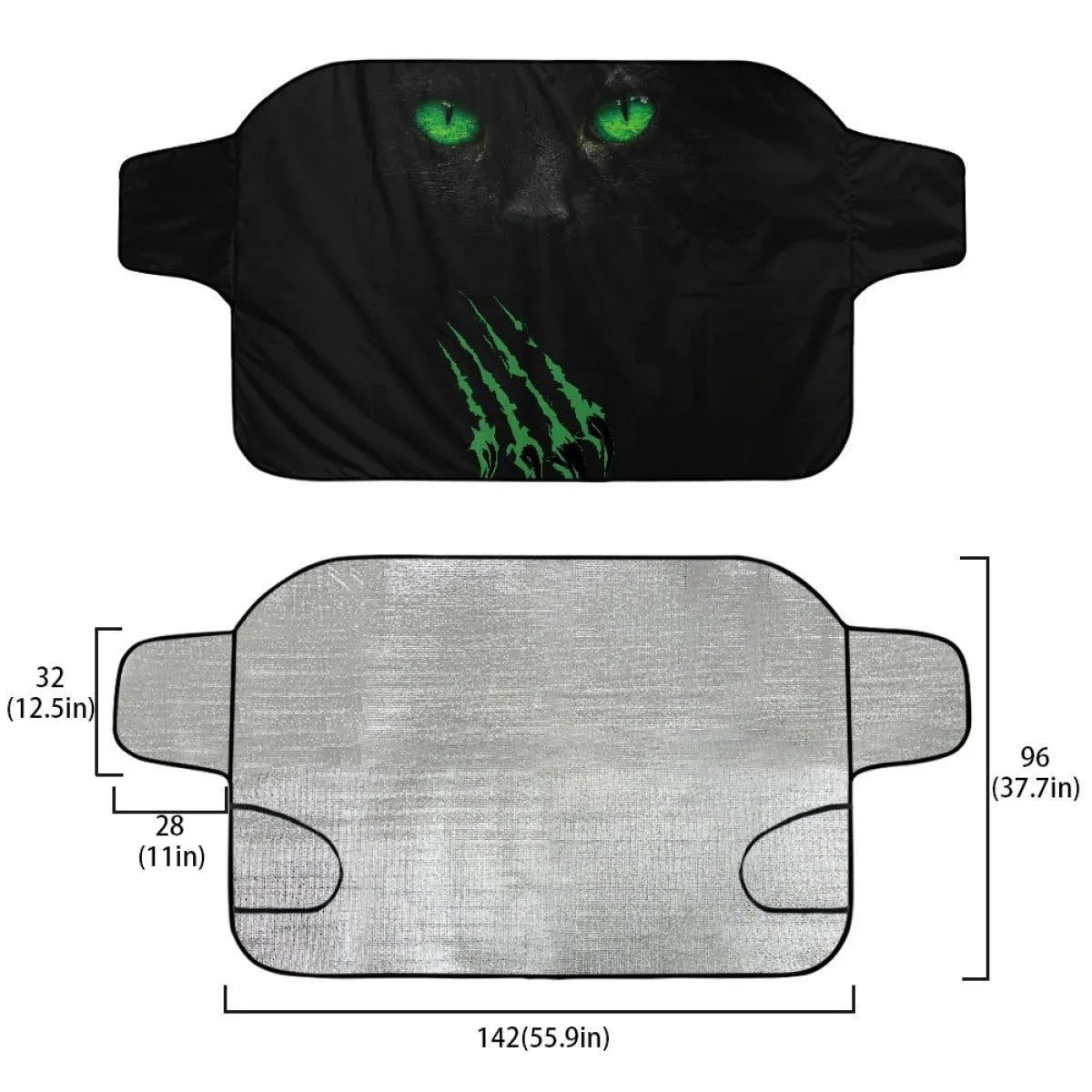 Car snow protection front gear cover made of aluminium film foam polyester fabric with lanyard installation system