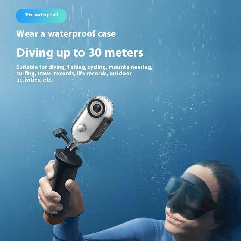 H88 4K mini action camera in black with magnetic mount and waterproof case