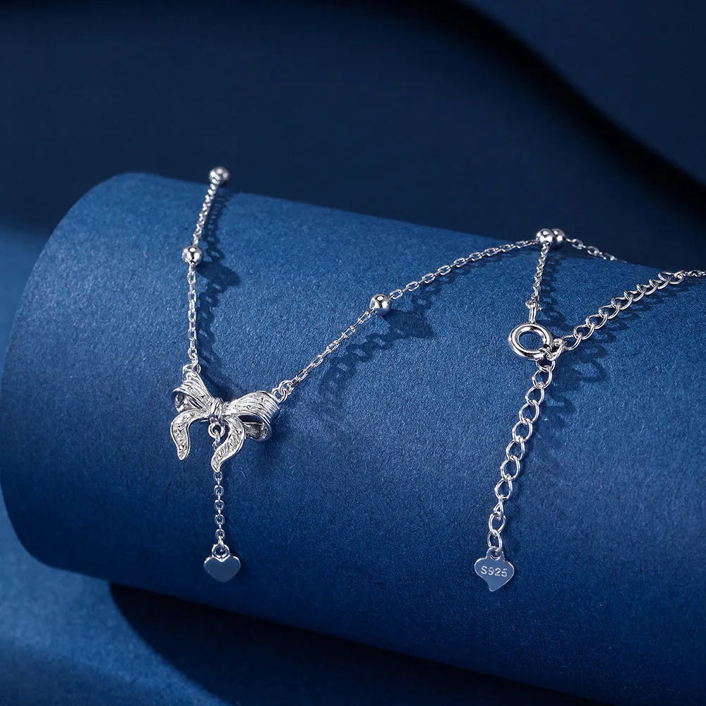 925 silver butterfly heart pendant necklace on O-ring chain with adjustable 40cm-45cm length