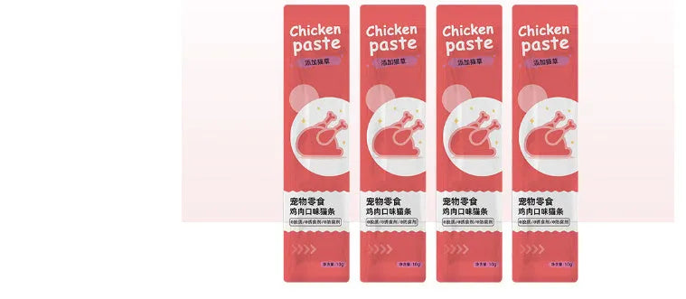 Pack of 10 cat strip snacks for kittens in four nutritional flavours