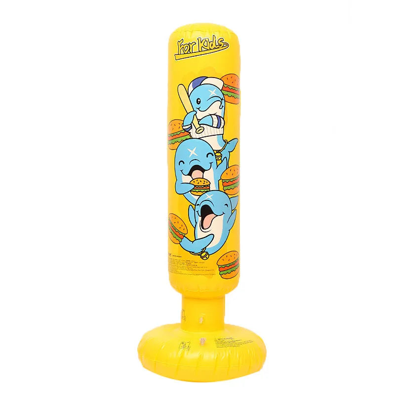 Inflatable boxing column vertical PVC tumbler for home fitness training yellow hamburger colour
