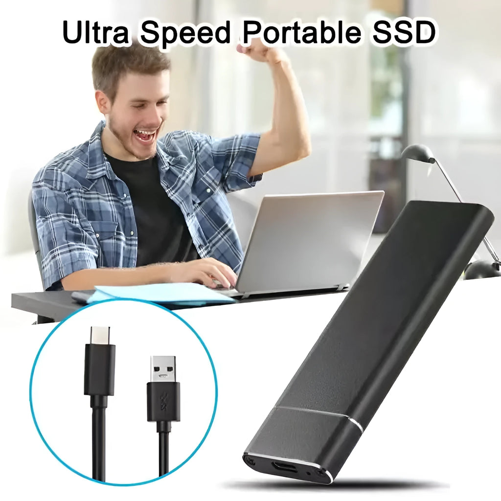 6TB mini SSD mobile hard disk with metal casing in black, blue, orange, red or silver colours