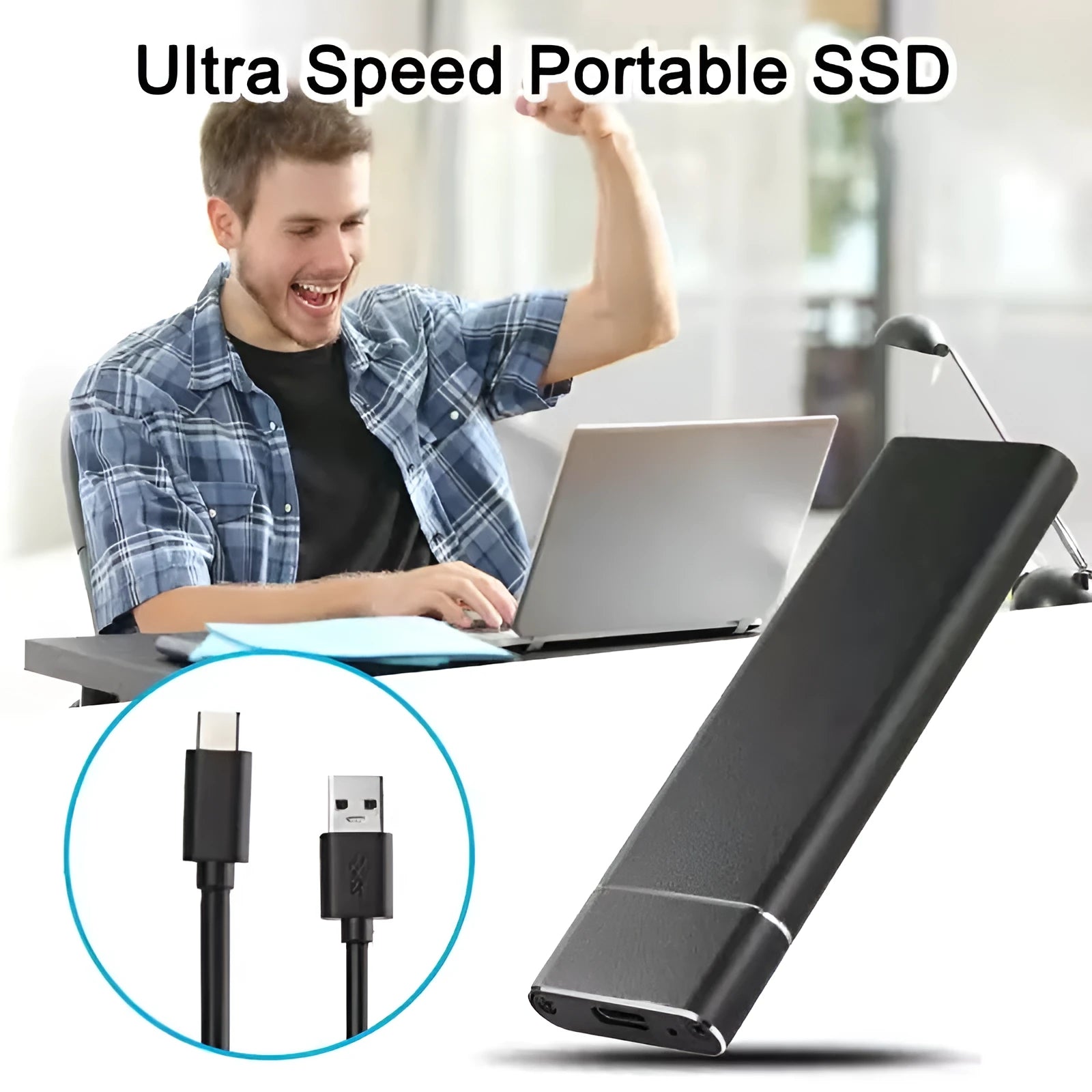 6TB mini SSD mobile hard disk with metal casing in black, blue, orange, red or silver colours