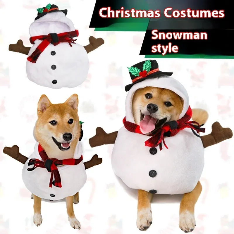 Christmas snowman funny transformation dog costume for pets made of polyester in snowman colour