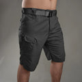 IX7 tactical shorts in khaki cotton blend fabric, wear-resistant for hiking camping spring outdoor work, button model closure