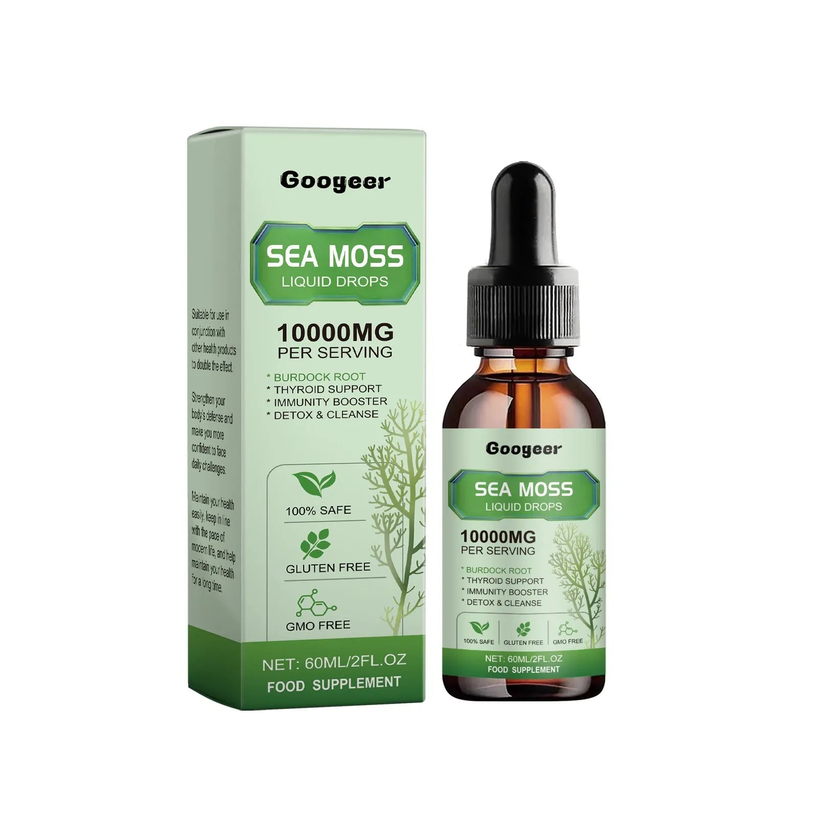 Googeer Sea Moss Liquid Drops 60ml body treatment bottle with traditional Chinese medicine extract