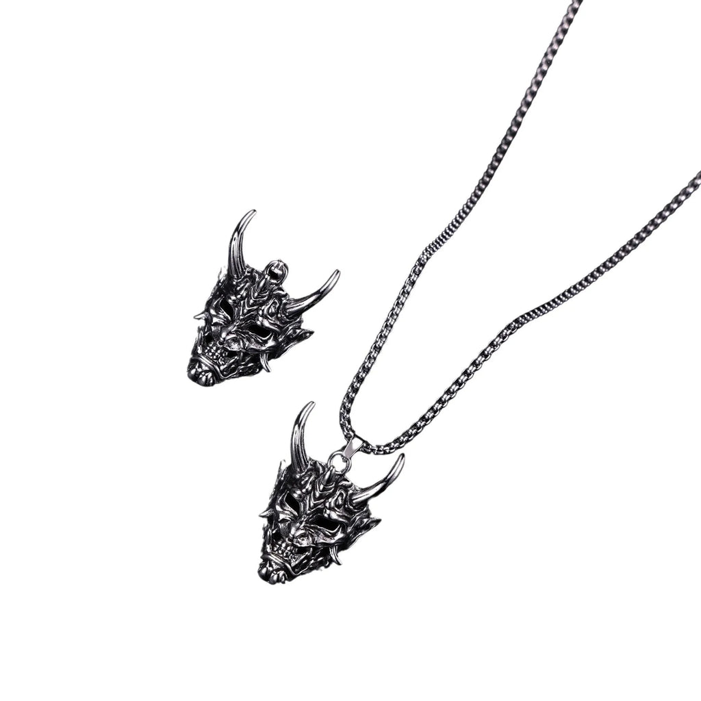 Men's vintage silver electroplated alloy necklace with 40mm pendant dimensions