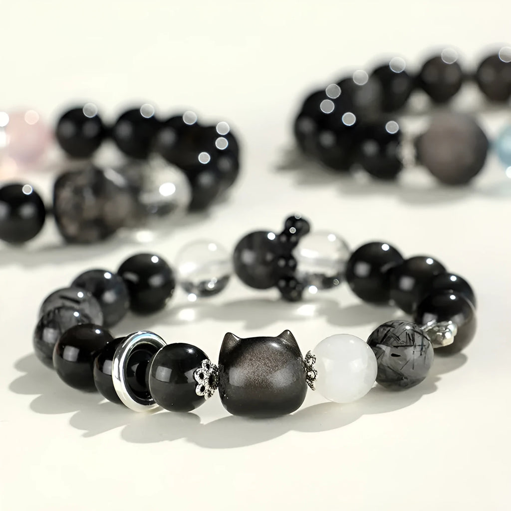 Silver Stone crystal beaded bracelet for women with electroplated diamond-shaped beads in white pink navy blue and black hair crystal