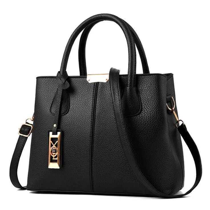 Soft PU large capacity shoulder bag in horizontal square shape with leather strap