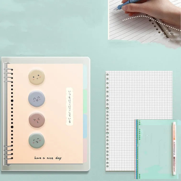 B5 hard cover loose-leaf notebook with detachable pages in 255x180mm size showing Daolin paper and colour pages
