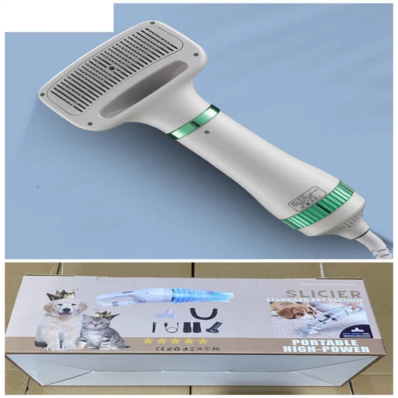 Pink household dog teddy pet hair dryer with one-key hair removal and 2m cord on a grooming table