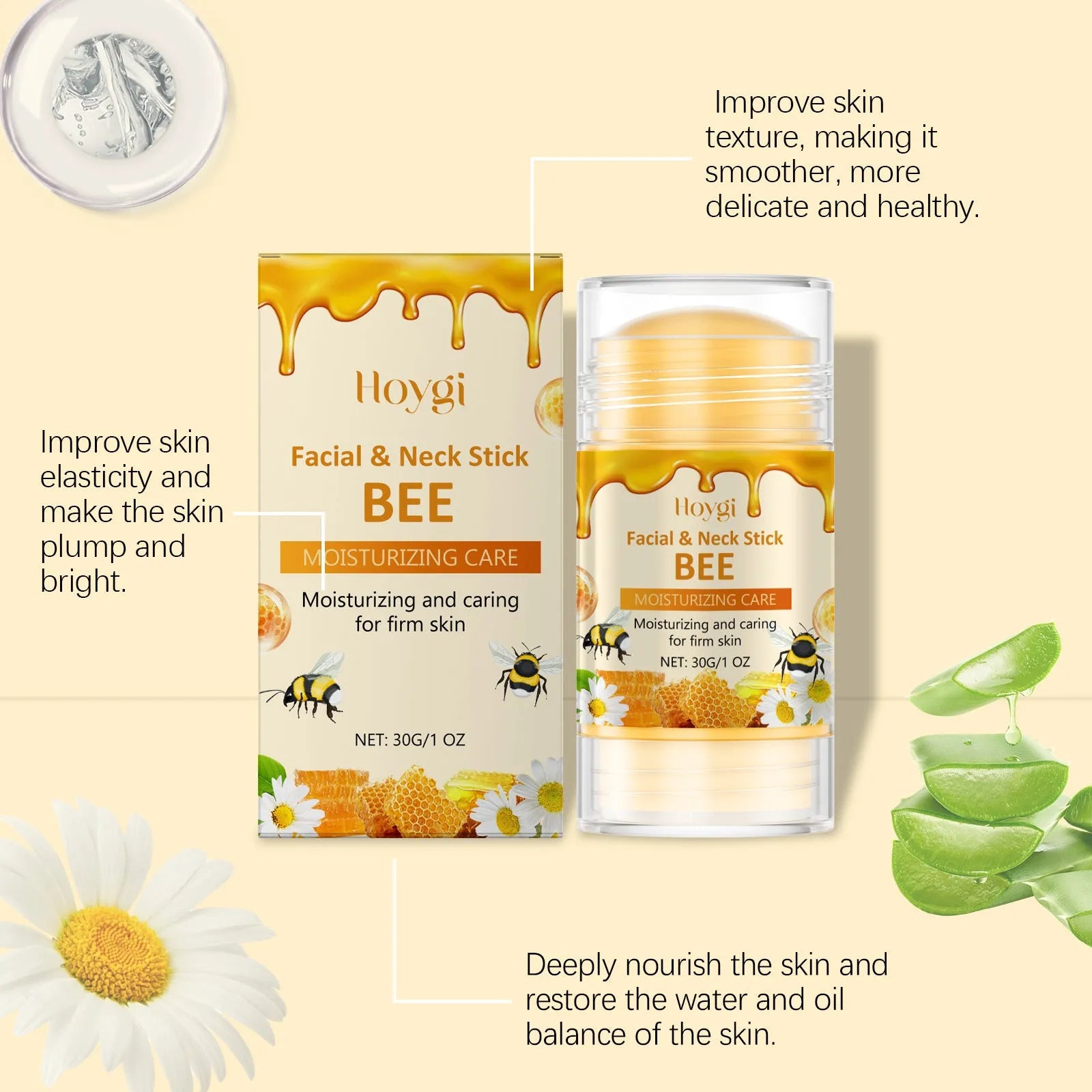 Moisturising facial stick 30g with bee venom and botanical extracts for daily hydration