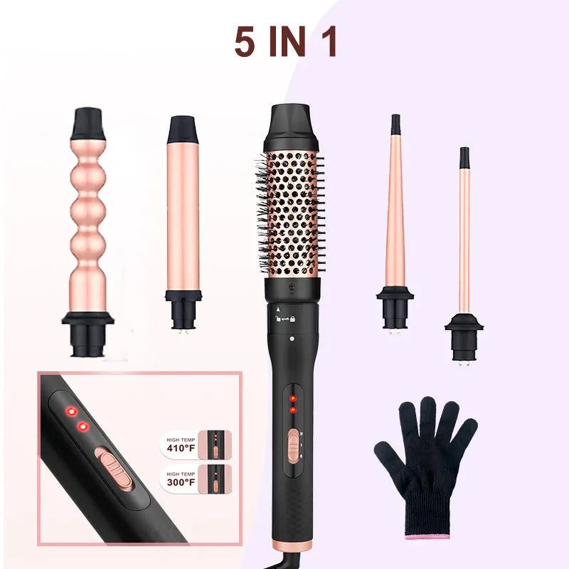 All-in-one three-tube water wave hair curler set with multiple voltage options and wired AC power supply