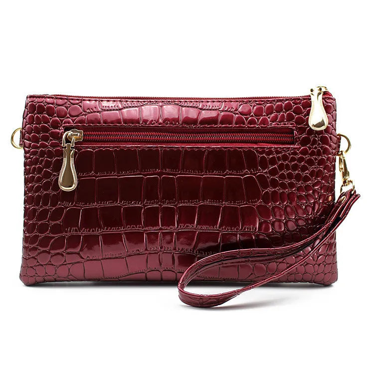 Fashion shoulder messenger bag for women, PU material, compact horizontal square shape, 24cm width