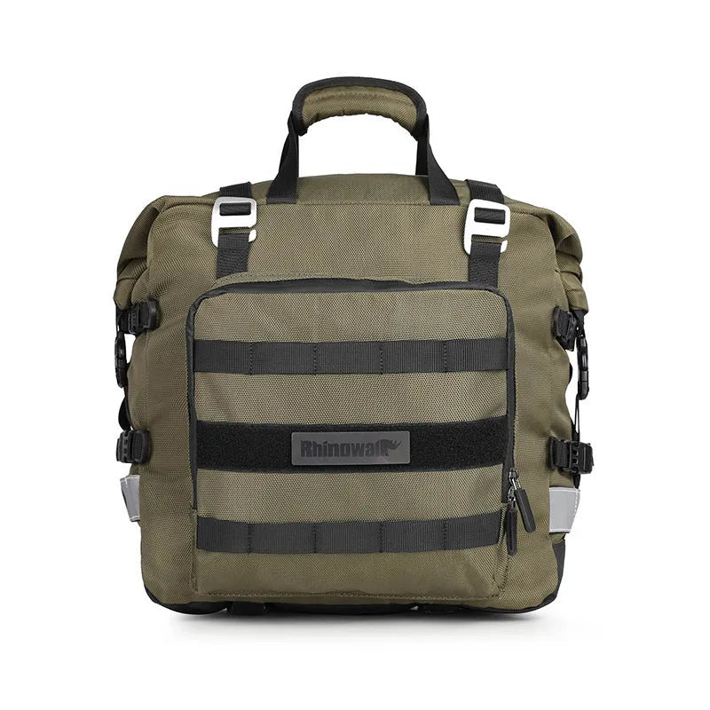 20L quick release motorcycle side bag in black polyester with straps