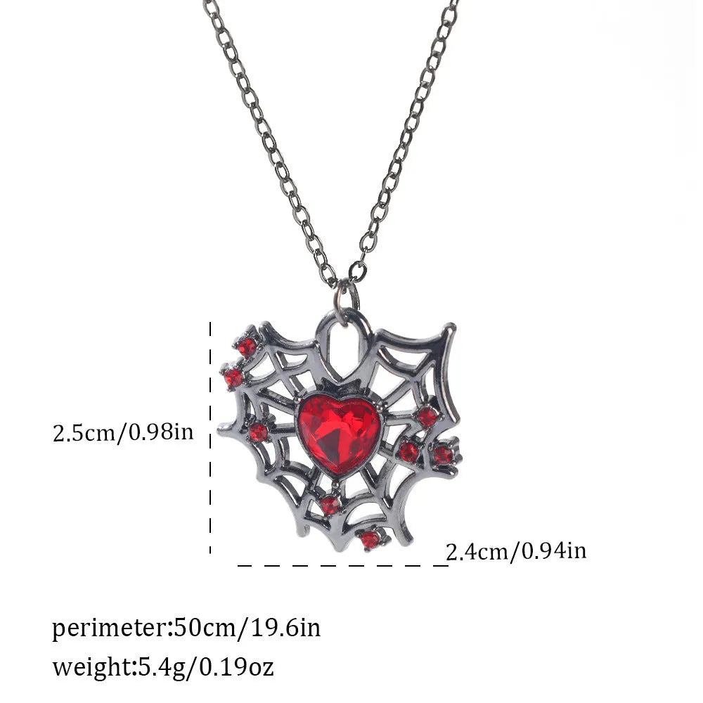 Halloween necklace with bat and spider pendants in electroplated zinc alloy on regular chain