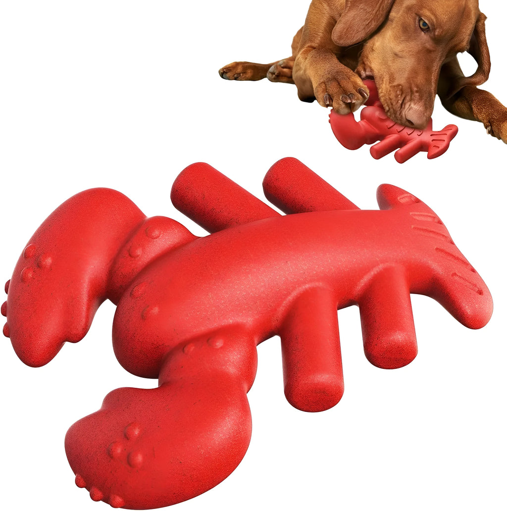 Red hard plastic dog chew toy for large breed aggressive chewers, 170mm long