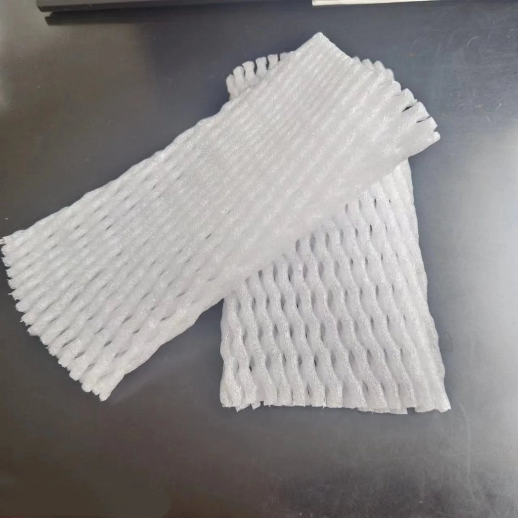 White foam fruit net protective cover for produce cushioning and shockproof packaging