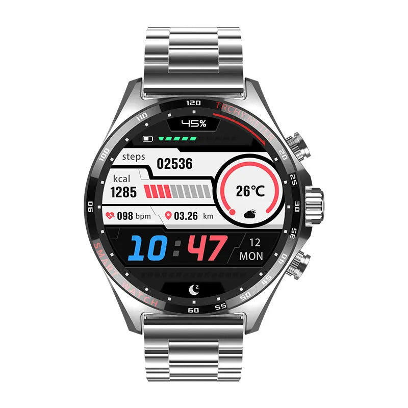 New smart watch with TFT screen and health monitoring features in black, silver, gold colours