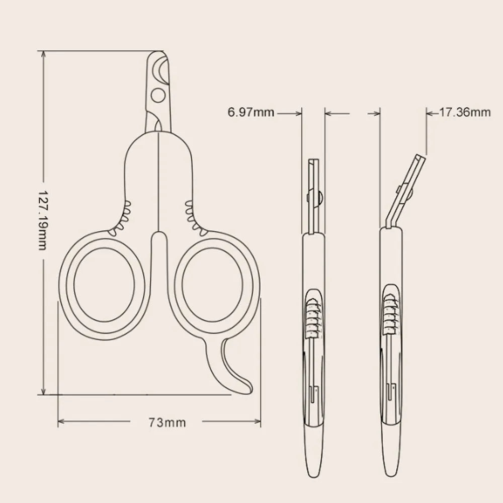 Professional pet nail clippers with curved head, anti-slip rubber handle, in grey or pink colour.