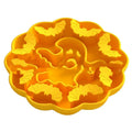 Anti-choke slow feeding dog bowl in edible silicone, Halloween green colour, square shape with raised internal patterns