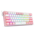 K617 RGB backlit mechanical keyboard with dual-colour keycaps in white and pink.
