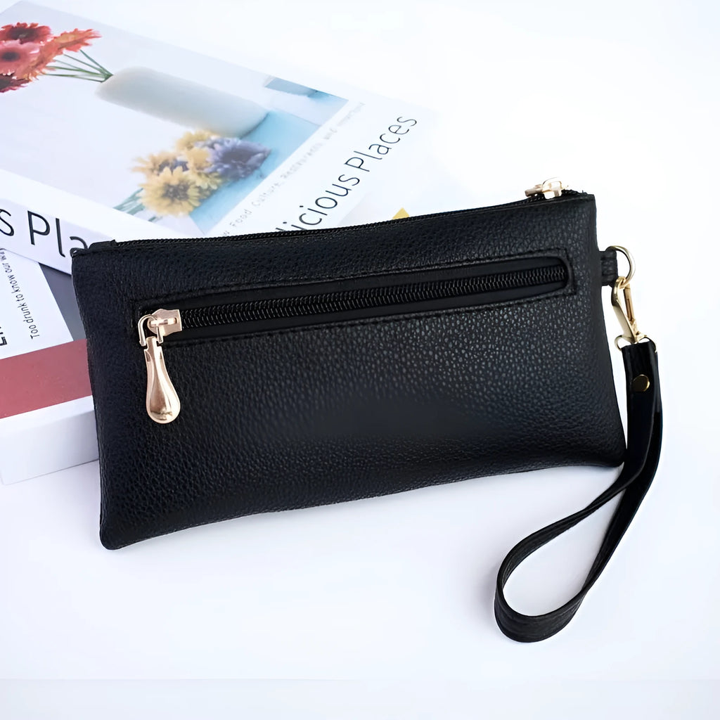 Simple soft surface PU crossbody shoulder bag in horizontal square shape with sandwich zipper compartment, multiple colour options available.