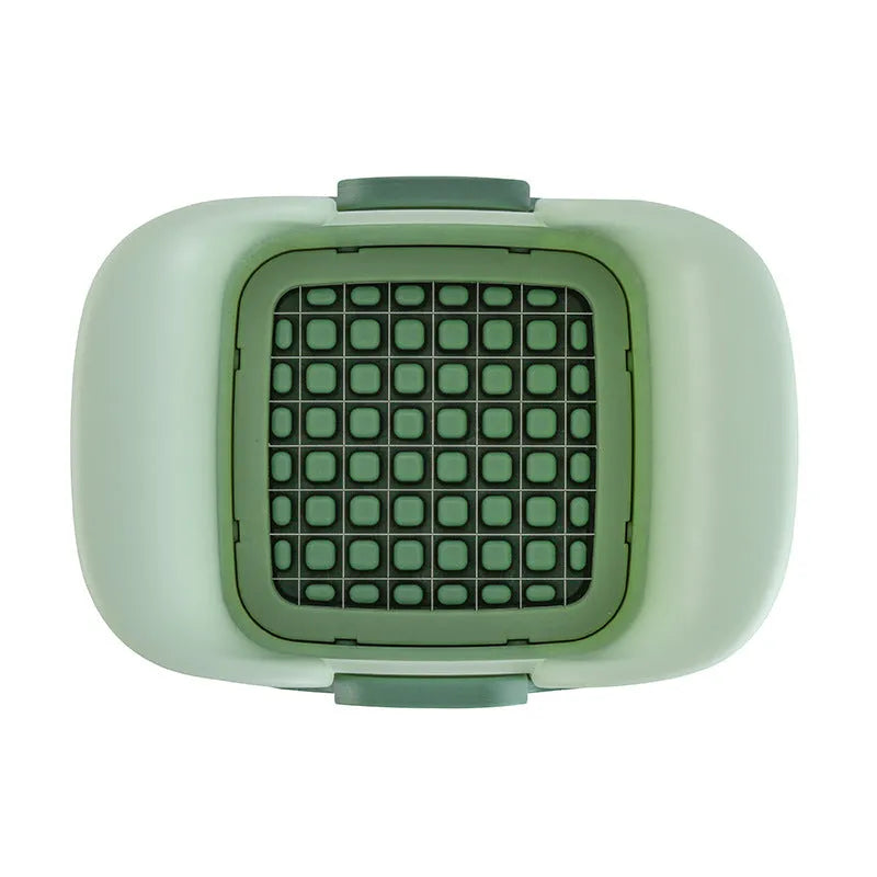 Multifunctional green vegetable chopper with hand press and stainless steel blade for slicing potatoes and onions