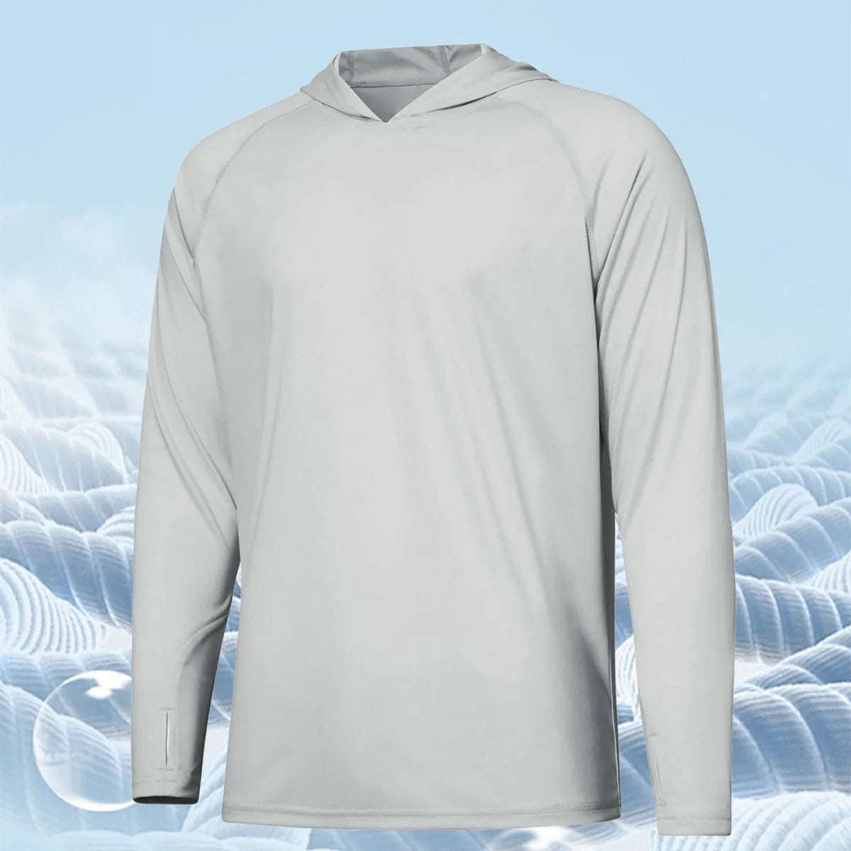 Outdoor UV-proof fishing long sleeve hooded top in black polyester with sun protection