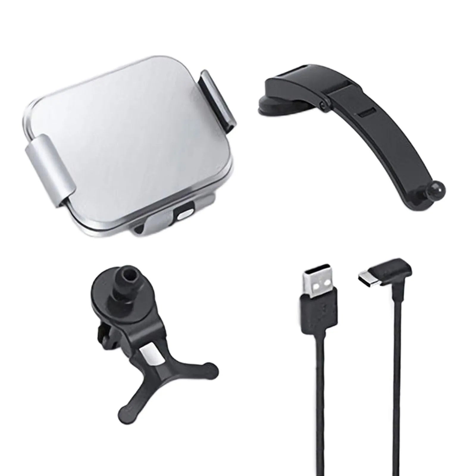 Wireless charging car phone holder with folding screen and multiple mounting accessories