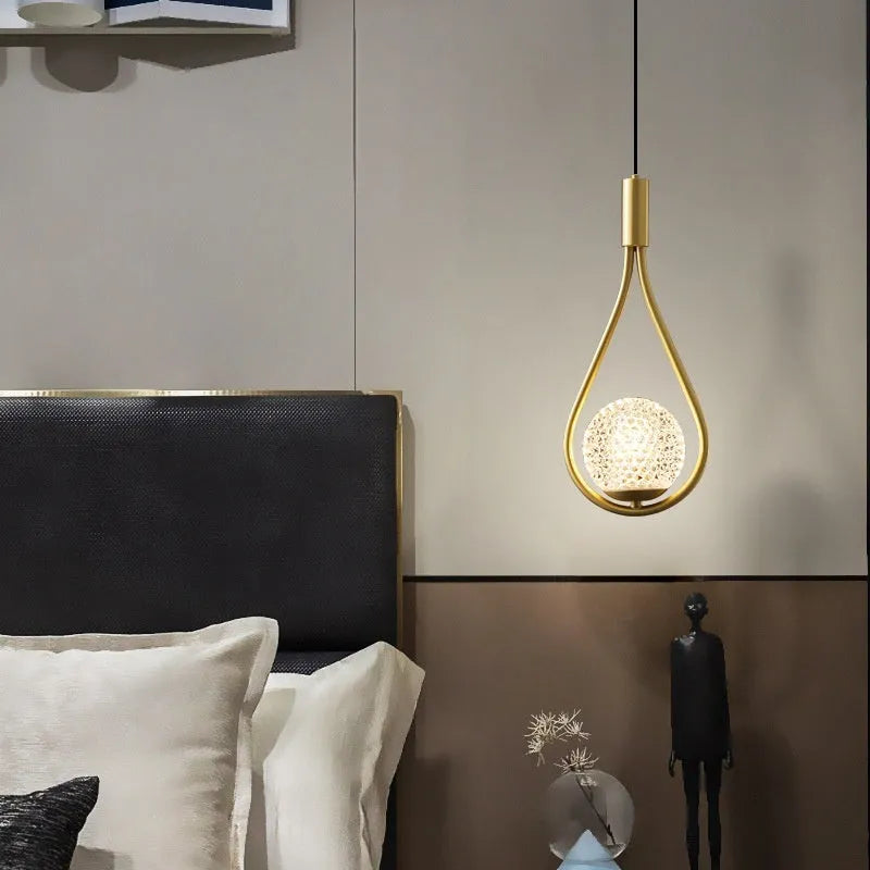 Copper modern minimalist bedroom chandelier ceiling light with choice of three shade colours.