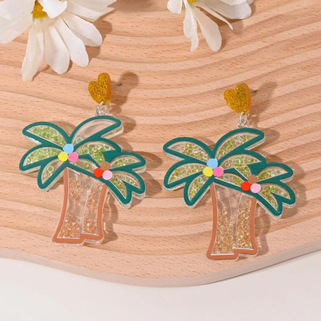 Acrylic dangle earrings for women featuring fruit and cake designs in pastoral style