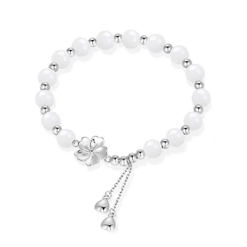 High sense new Chinese style beaded resin bracelet with camellia lotus and peach blossom for couple
