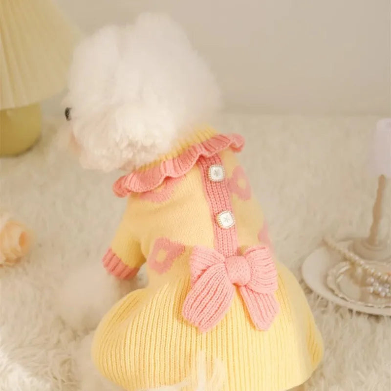 Autumn pet puppy acrylic sweater, size XS-XL, for small dogs 1.00-8.00 kg, yellow XINGX or fairy dress design