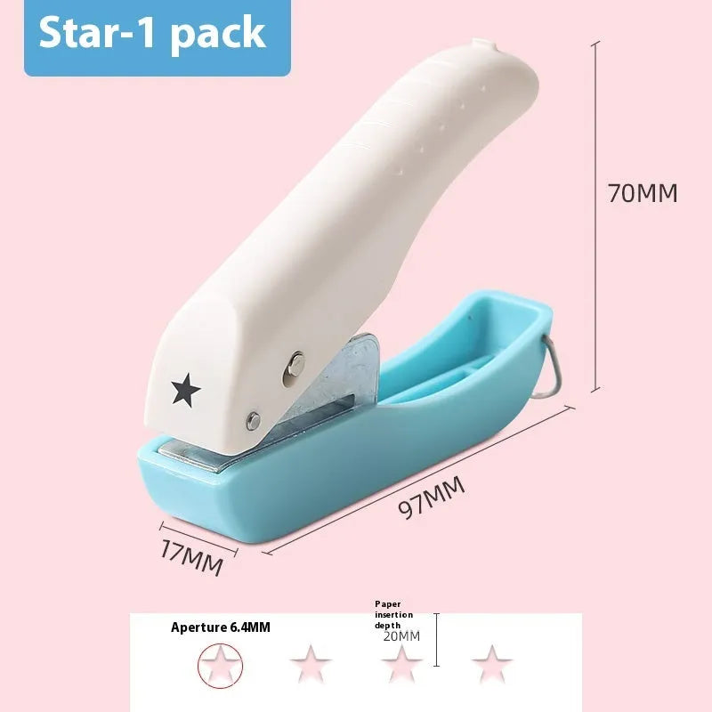 4mm manual embossing punching machine with love heart, star, and round decorative dies for paper craft projects