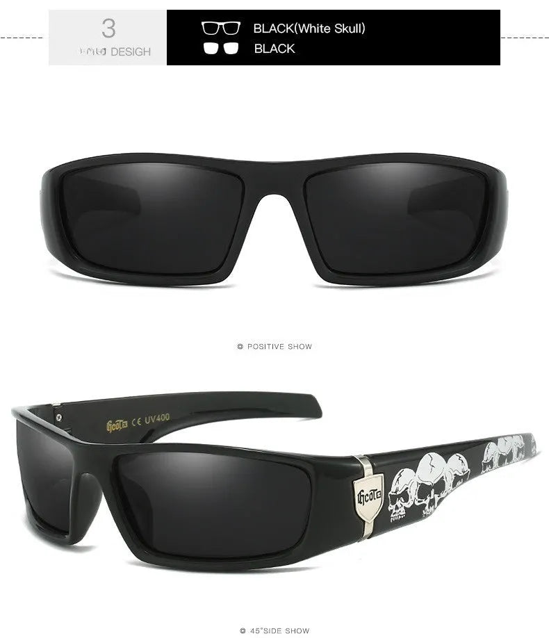 Bandit style West Coast hip hop polarized sunglasses with box frame in multiple colours