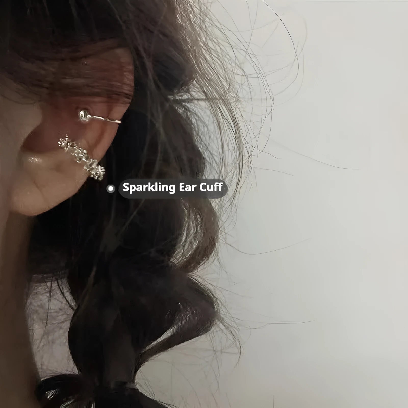 Frosty silver geometric ear clip earrings with irregular shapes