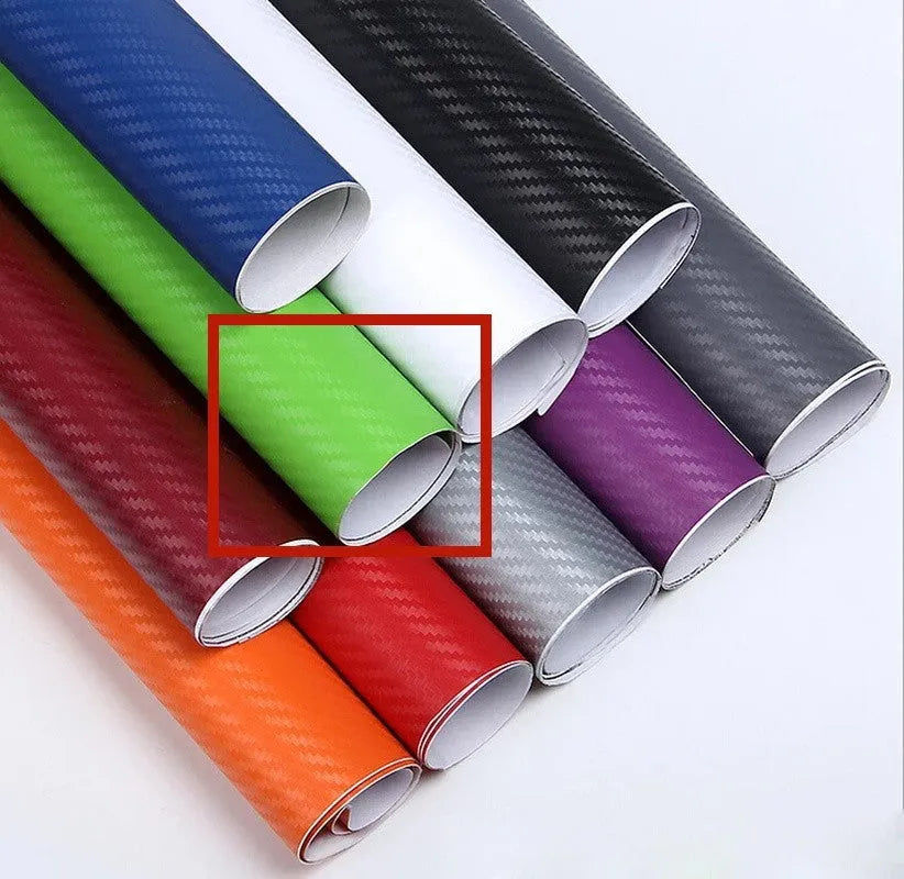 Roll of 3D carbon fibre car sticker measuring 30cm by 127cm in eight colour options