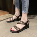 Women's Korean-style casual sandals with rhinestone decorations and non-slip rubber soles in gold colour